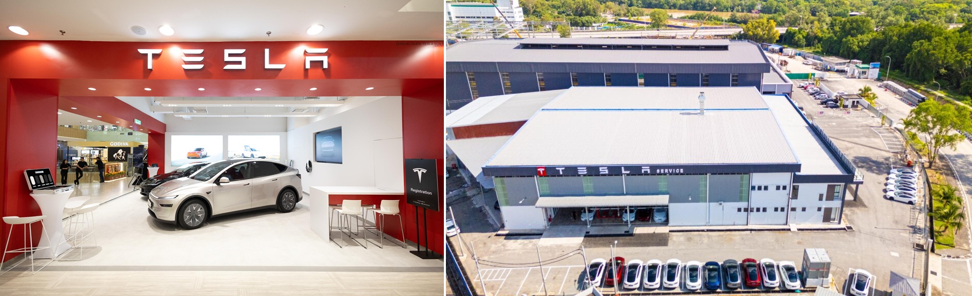 Tesla Experience Centre in Kuching and Service Centre in Penang